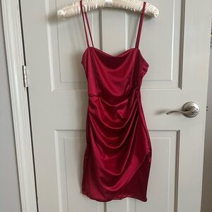 Windsor Vibrant Red Spaghetti Strap Satin Dress